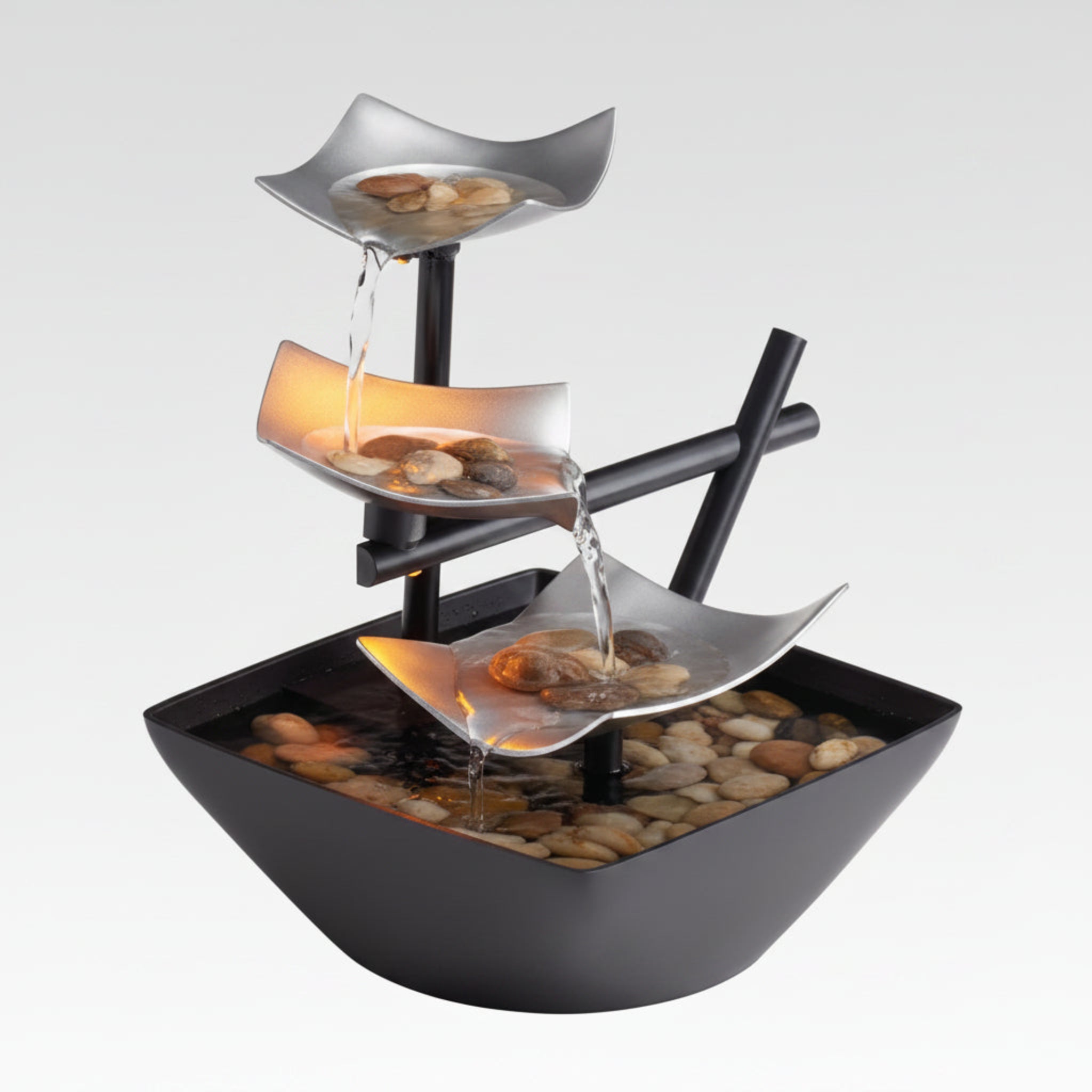"ZenFlow 3-Tier Relaxation Fountain – Your Personal Oasis of Peace."