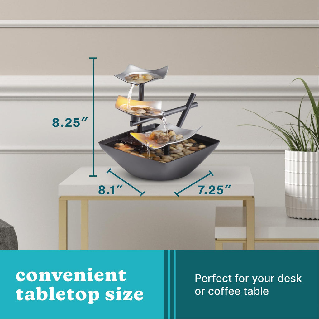 "ZenFlow 3-Tier Relaxation Fountain – Your Personal Oasis of Peace."
