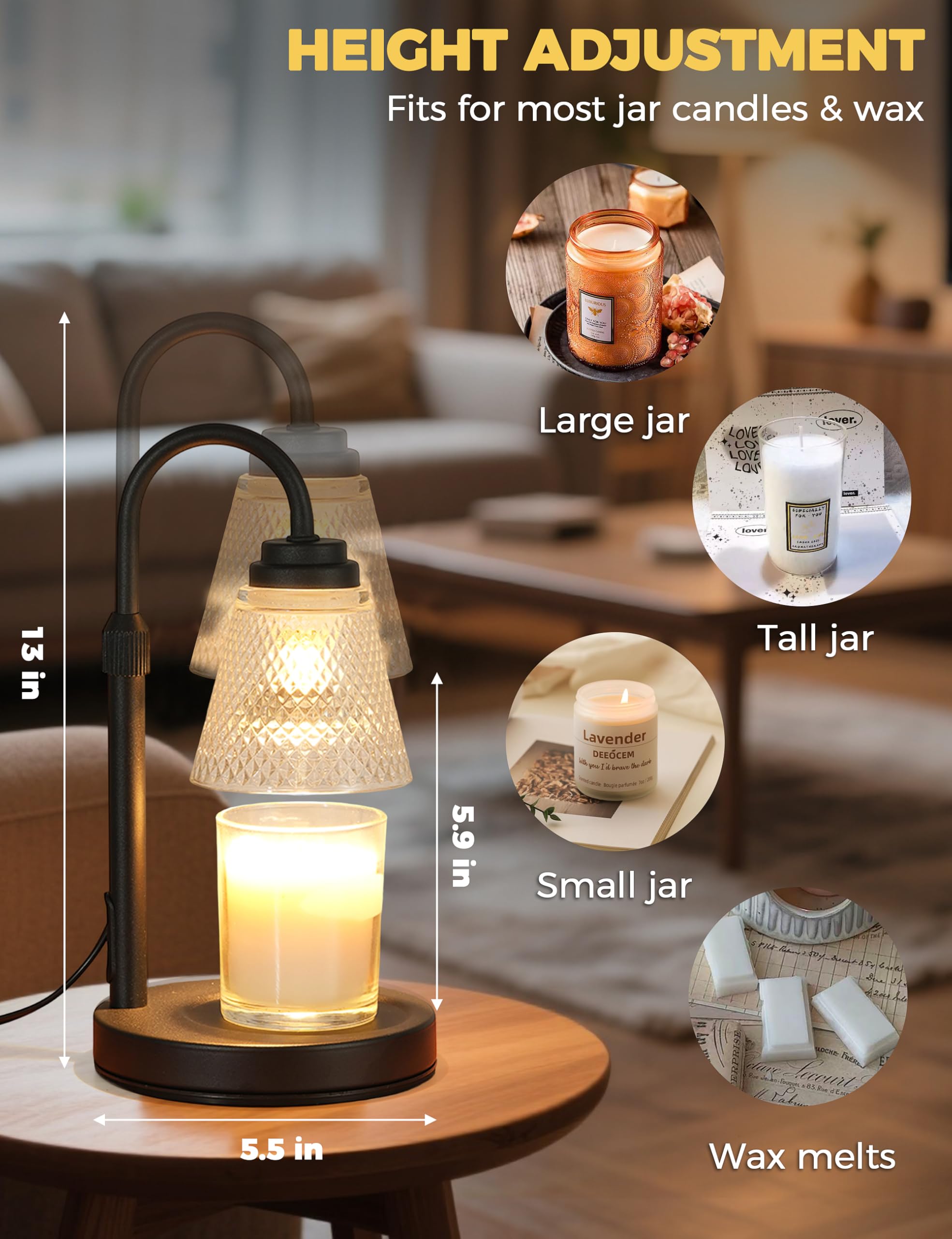Candle Warmer Lamp with Timer Dimmer, Birthday Gifts for Mom Women Friend Sister, House Warming Gifts, Wax Melt Warmer, Office Apartment Dorm Room Home Decor