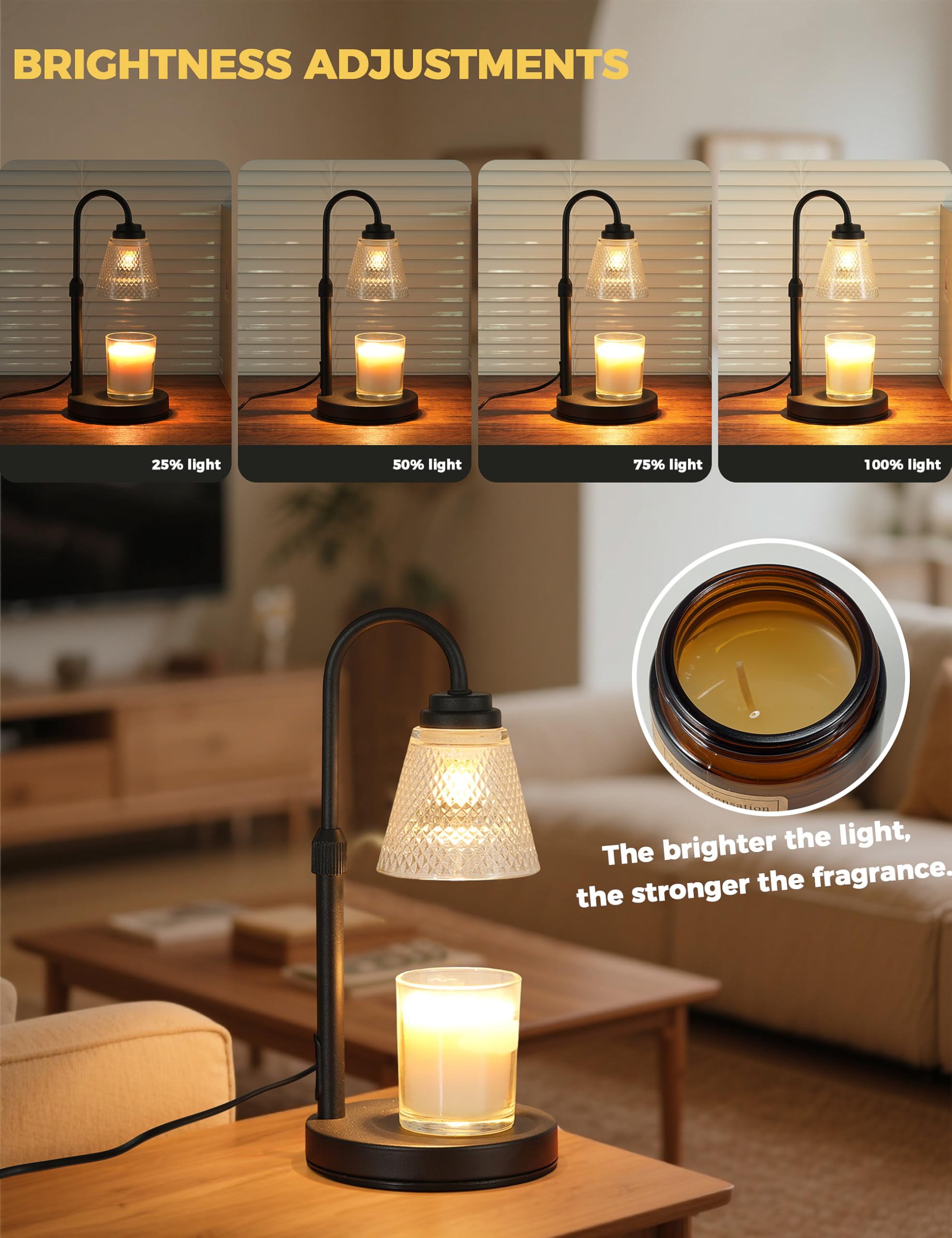 Candle Warmer Lamp with Timer Dimmer, Birthday Gifts for Mom Women Friend Sister, House Warming Gifts, Wax Melt Warmer, Office Apartment Dorm Room Home Decor