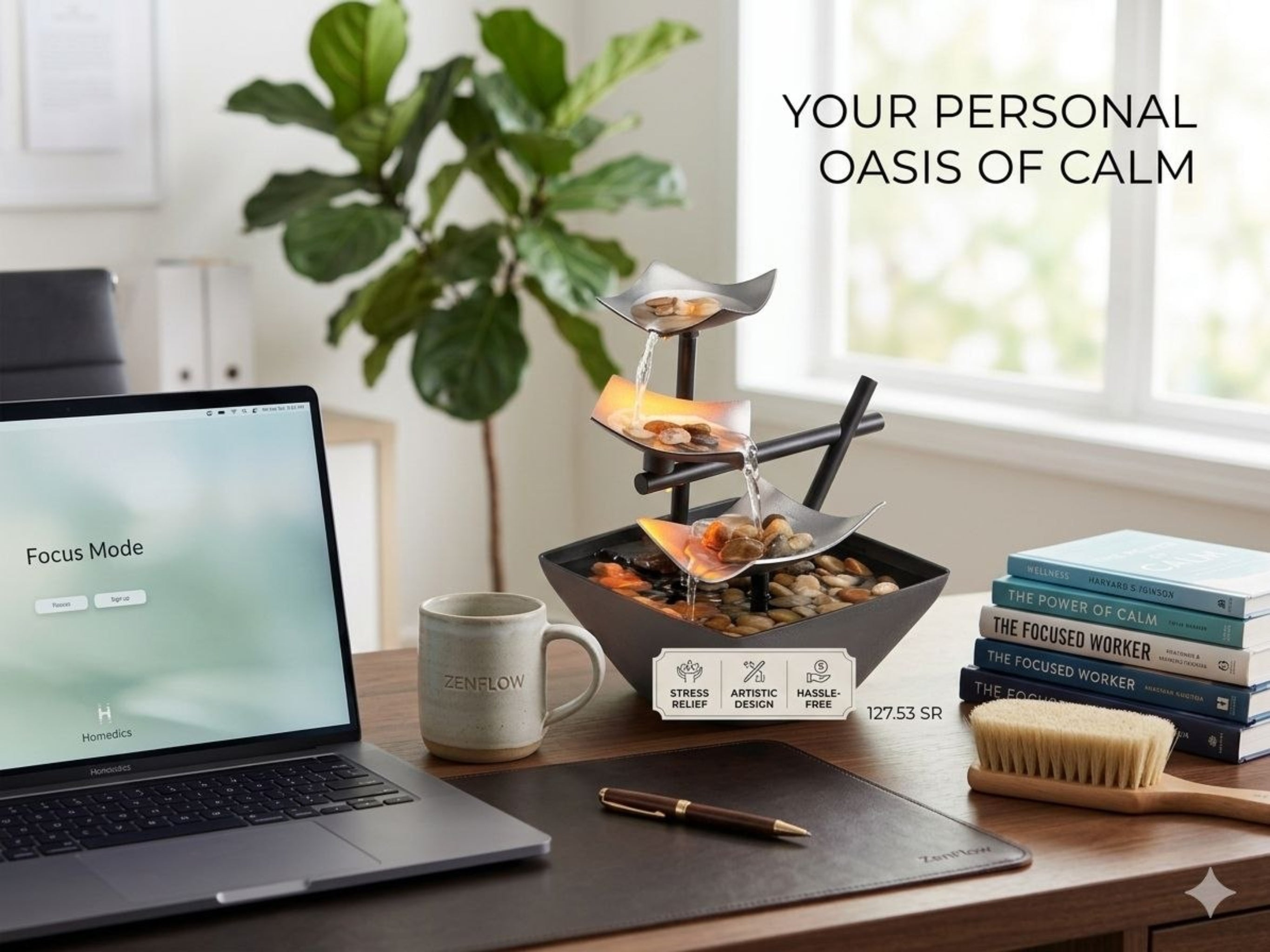 "ZenFlow 3-Tier Relaxation Fountain – Your Personal Oasis of Peace."